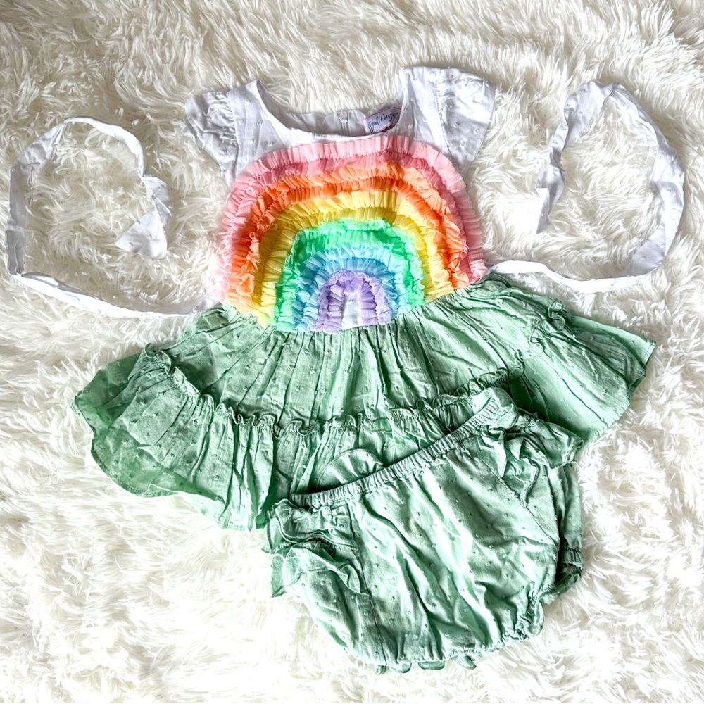 Girl August rainbow dress with bloomers 
2T